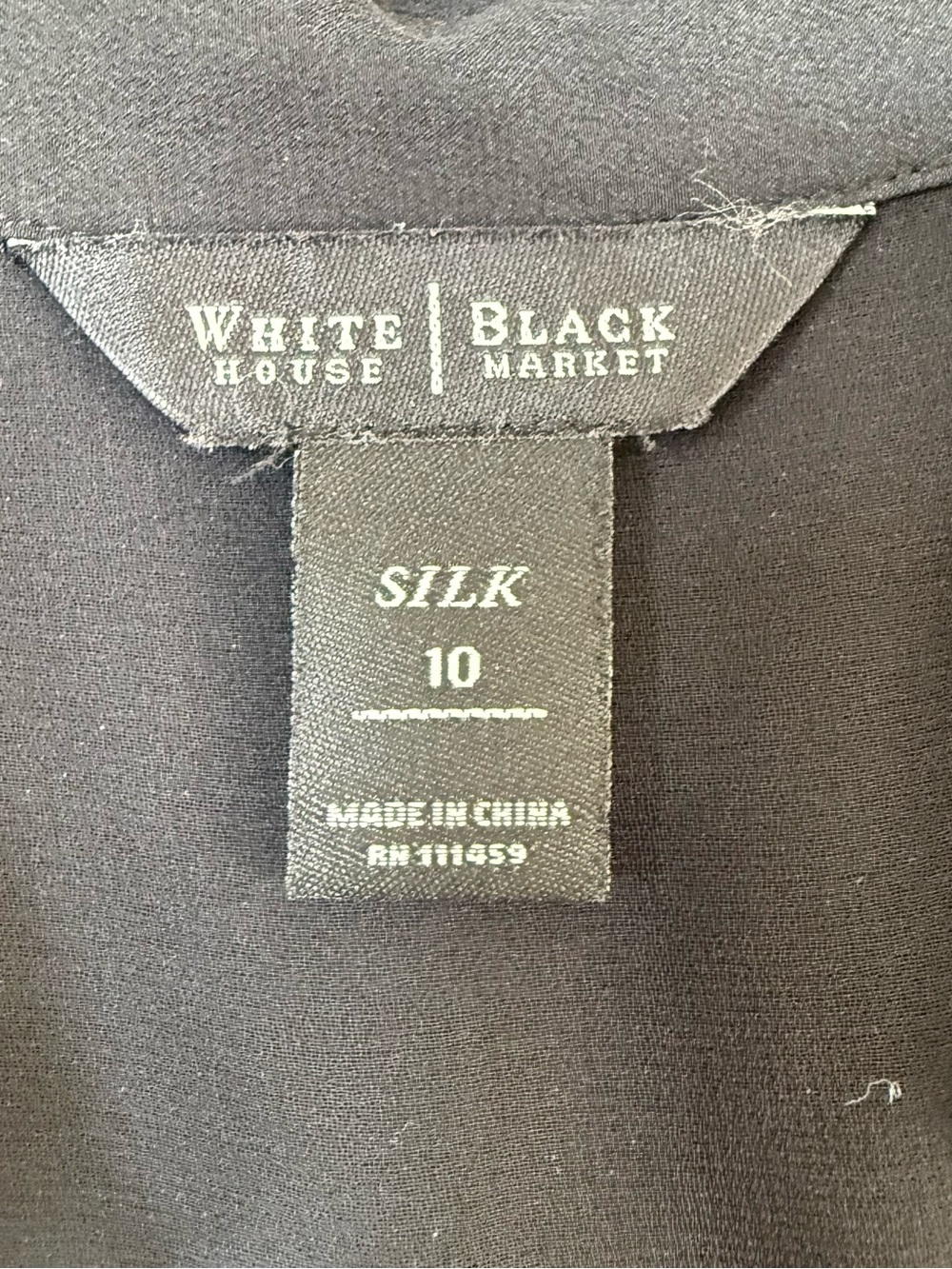WHBM 100% Silk Black Button Down Utility Shirt Dress Size 10 LBD Work Minimalist - Picture 4 of 7